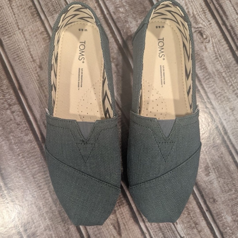 TOMS Forest Green Canvas Slip-Ons
